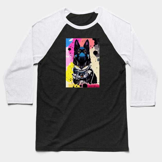 Astronaut black german shepherd Baseball T-Shirt by etherElric